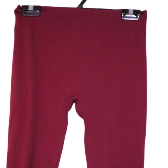 🎊3 FOR $10 WOMENS  MEDIUM BURGUNDY FLANNEL LEGGINGS - Picture 2 of 2